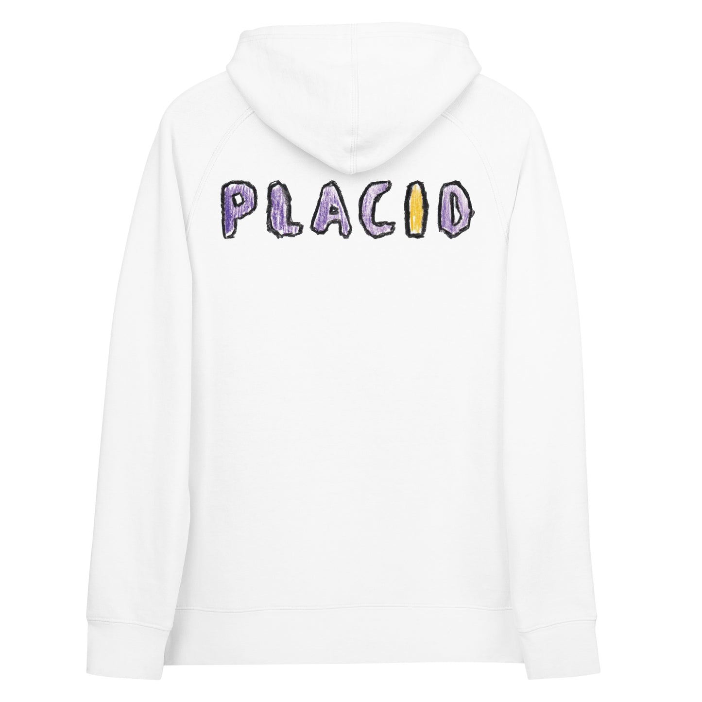 Placid flower on white hoodie